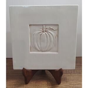 Crate & Barrel Ceramica Stefani 7.75 Inch Square Pumpkin Trivet Made in Italy B7